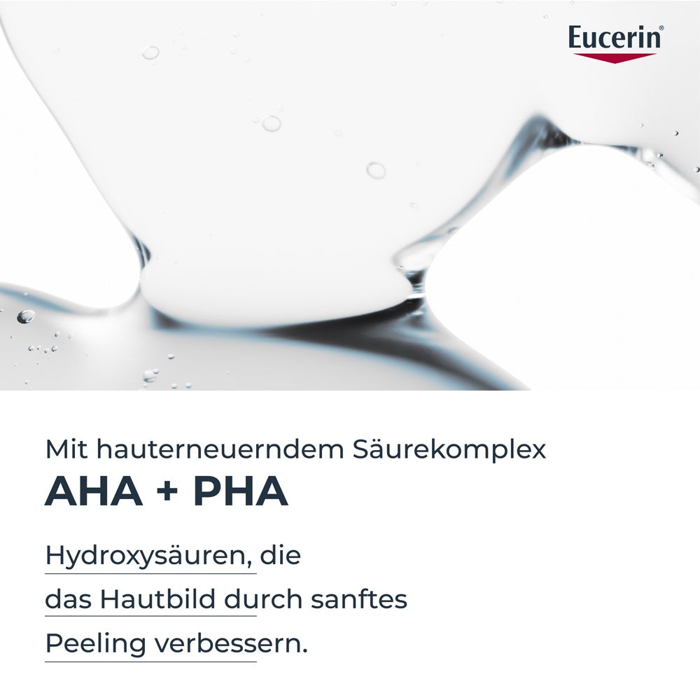 Complesso di acidi Eucerin AHA + PHA: Idrossiacidi per un peeling delicato e una pelle migliorata.