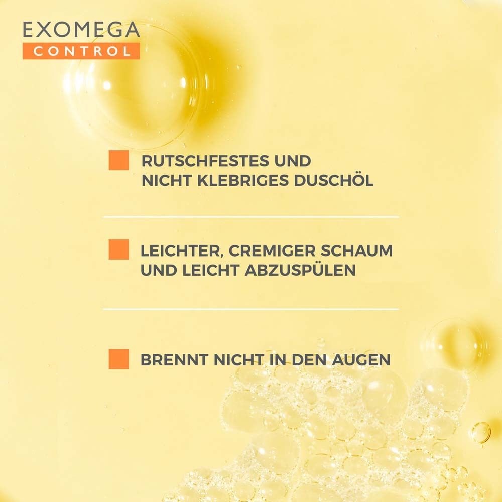EXOMEGA CONTROL: Olio doccia antiscivolo e non appiccicoso. Schiuma leggera e cremosa. Non brucia negli occhi.
