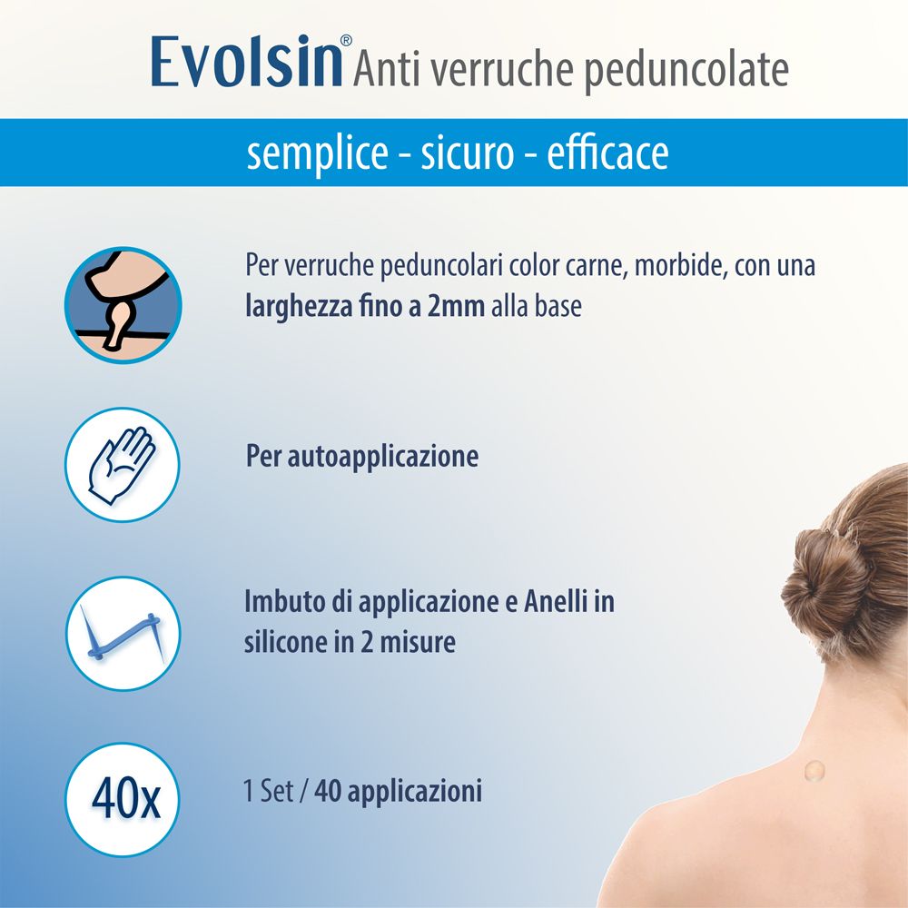 Evolsin Anti verruca peduncolata: Principio di funzionamento spiegato in 4 passaggi.