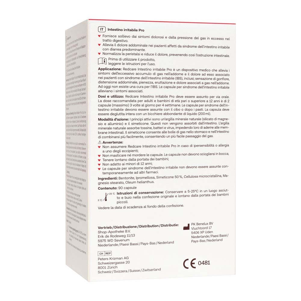 Retro della confezione del prodotto. Testo in italiano, informazioni su uso, ingredienti e avvertenze.