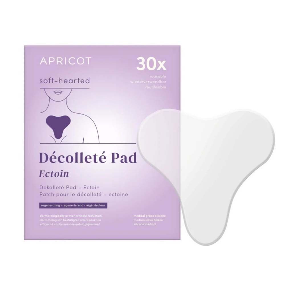 Confezione APRICOT Décolleté Pad, 30x, Ectoin. Pad bianco a forma di cuore.