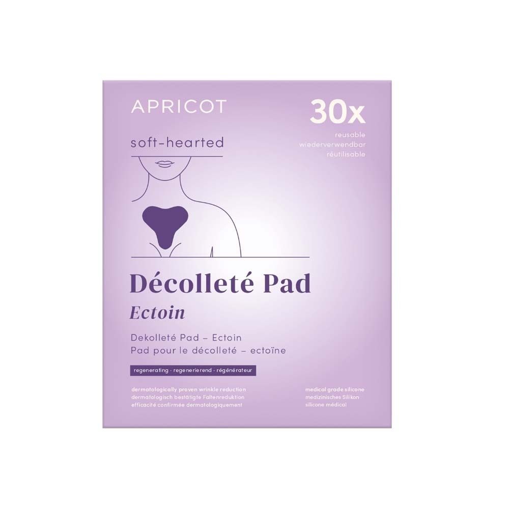 Confezione APRICOT Décolleté Pad, 30x, Ectoin. Pad bianco a forma di cuore.