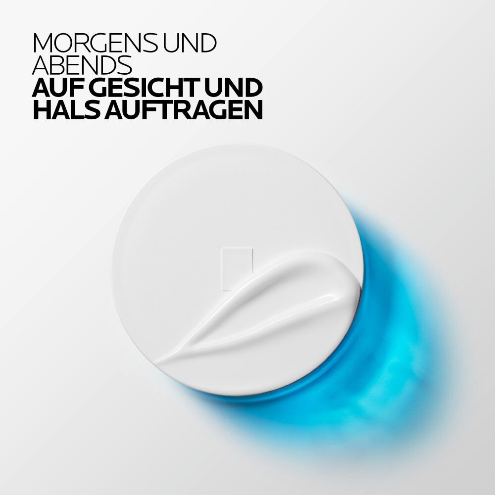 Crema su coperchio bianco. Testo: Applicare mattina e sera su viso e collo.