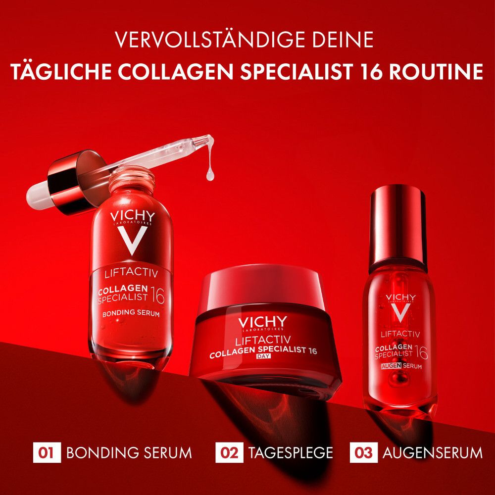 Routine Vichy Liftactiv Collagen Specialist 16: Siero Bonding, Cura Giorno e Siero Occhi.