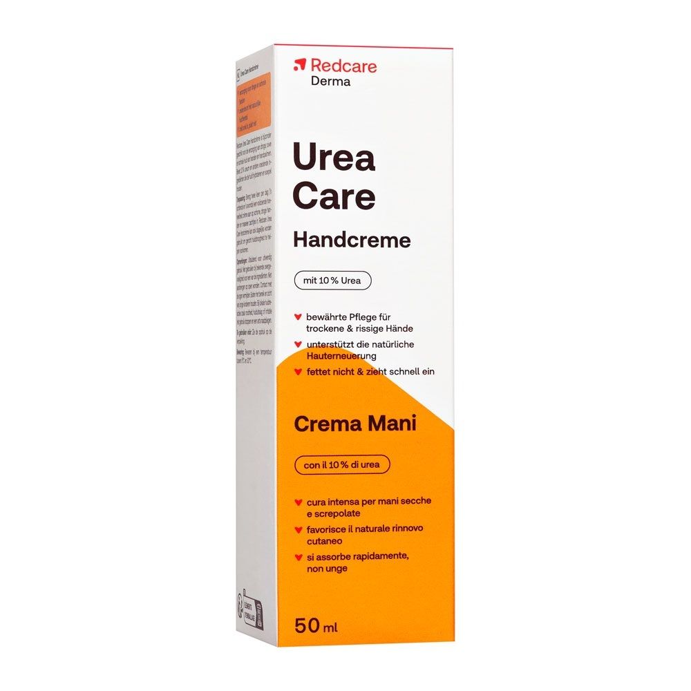 Confezione della crema mani Redcare Derma Urea Care con 10% di urea.
