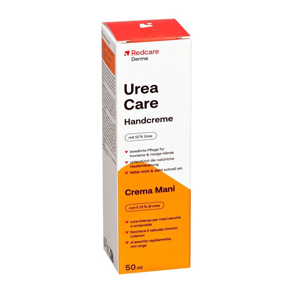 Confezione della crema mani Redcare Derma Urea Care con 10% di urea.