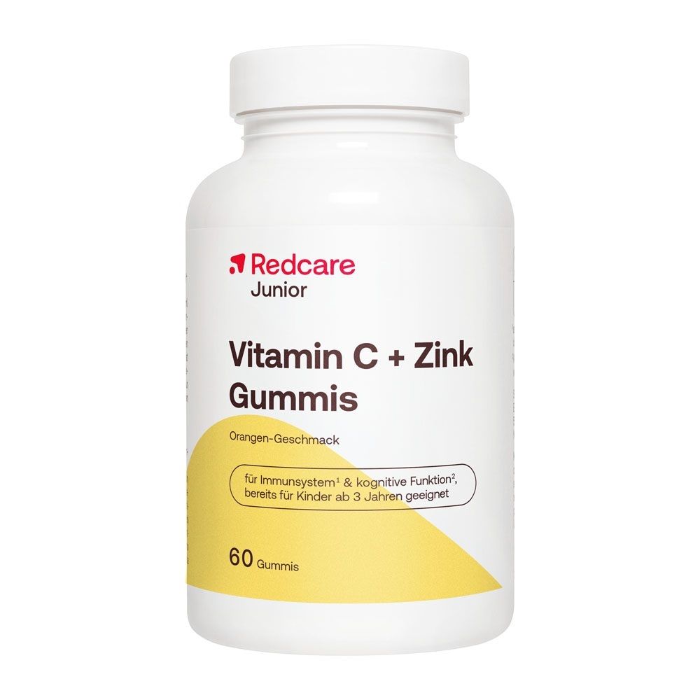 Flacone Redcare Junior Vitamina C + Zinco Gommoso, 60 pezzi, gusto arancia.