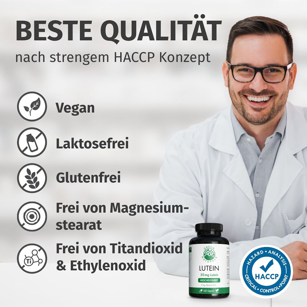 Migliore qualità secondo HACCP. Vegano, senza lattosio, senza glutine, senza magnesio stearato/biossido di titanio.