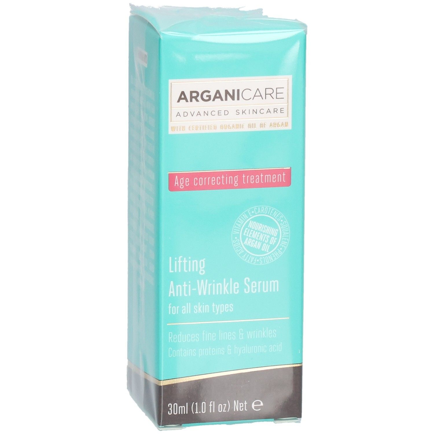 Siero Arganicare Lifting Anti-Rughe 30ml. Trattamento correttivo dell'età per tutti i tipi di pelle.