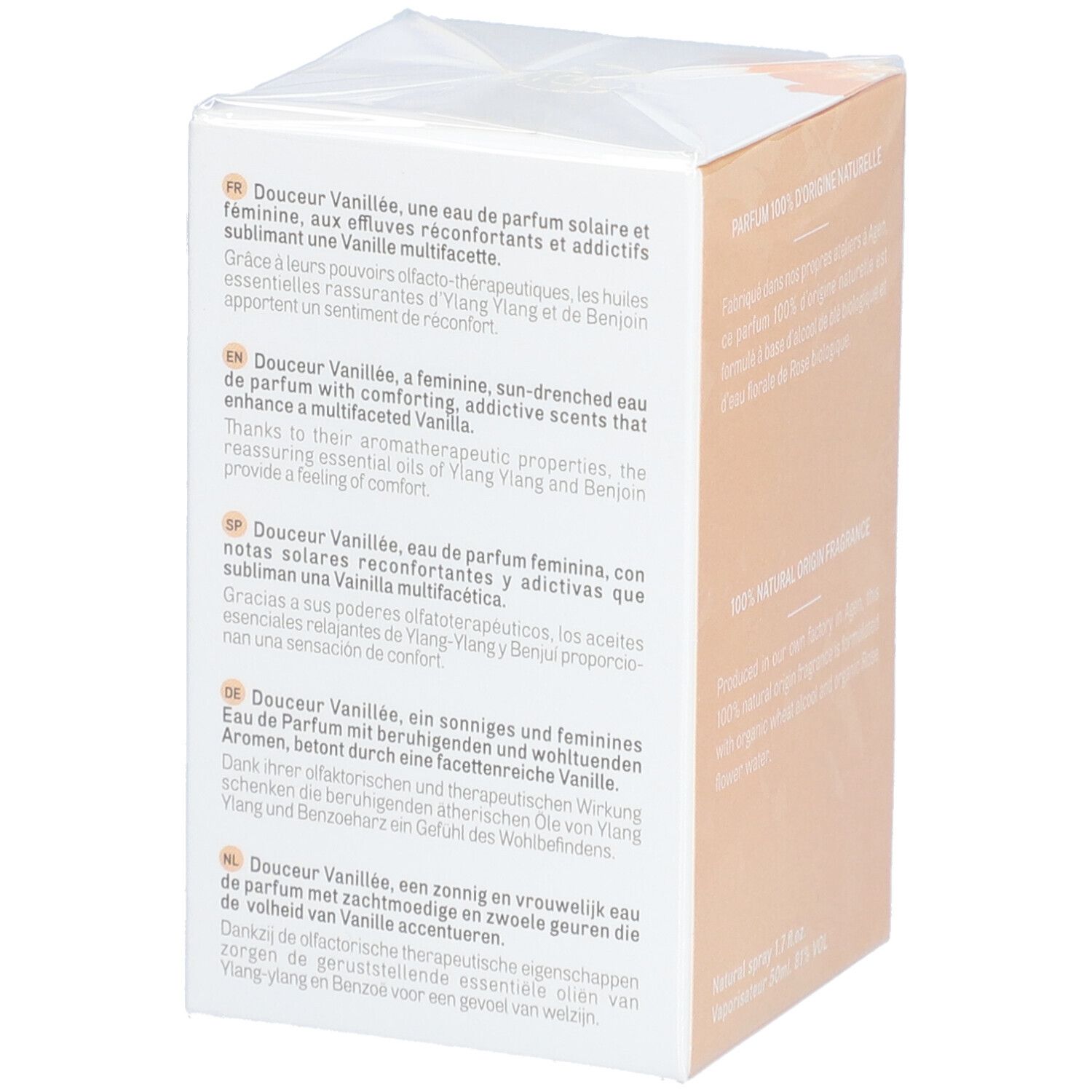 Confezione Acorelle. Testo in tedesco, francese, italiano, olandese. Descrizione del prodotto.