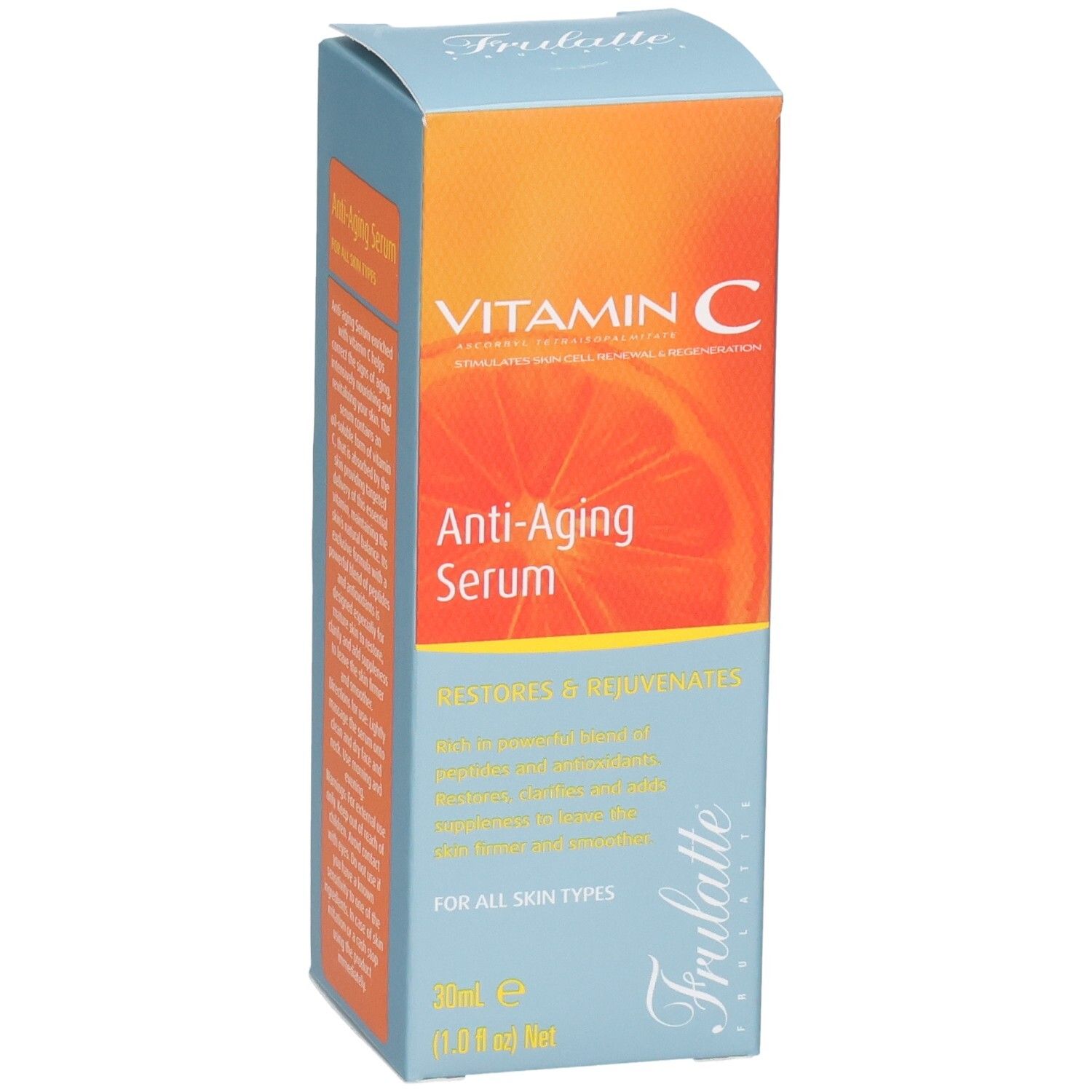 Fronte della confezione del siero anti-età alla vitamina C, 30ml.