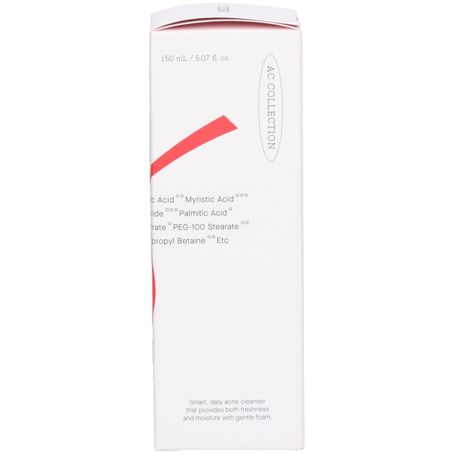 Confezione con testo. Scritta: AC Collection. Ingredienti e volume: 150 ml / 5.07 fl. oz.