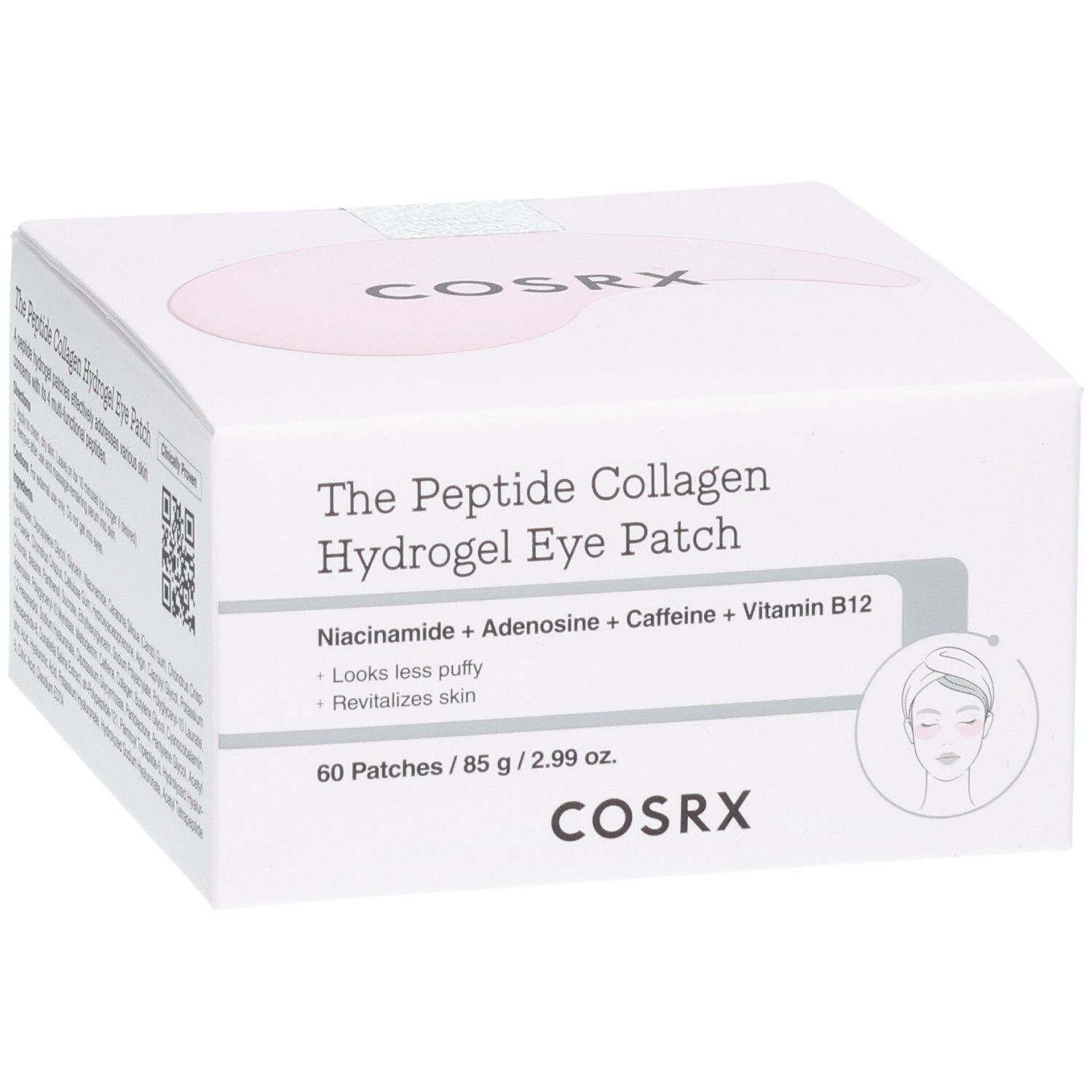 COSRX Eye Patches: Confezione scatolata con nome del prodotto, ingredienti e illustrazione.
