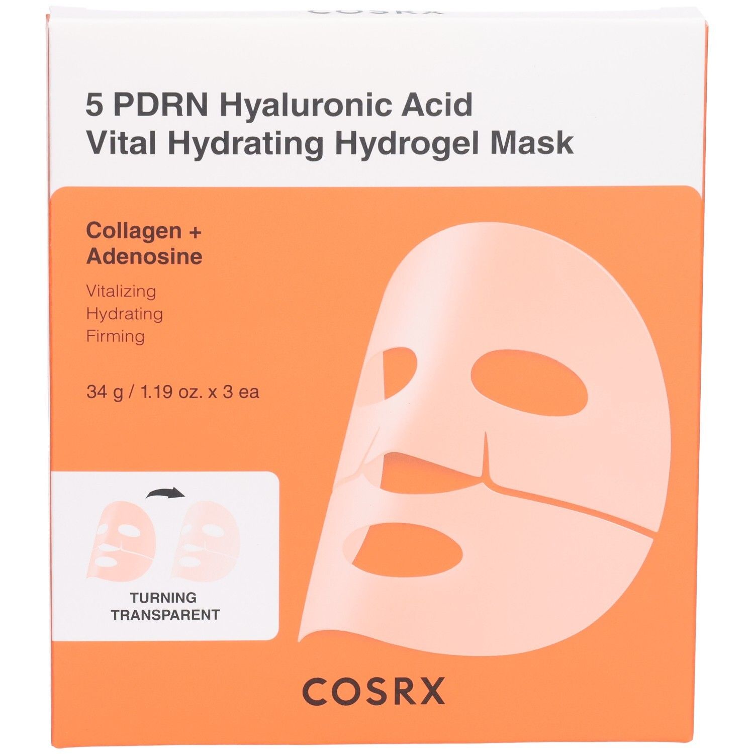 COSRX 5 PDRN Acido Ialuronico Maschera Idratante Vitale in Idrogel. Contiene Collagene + Adenosina.