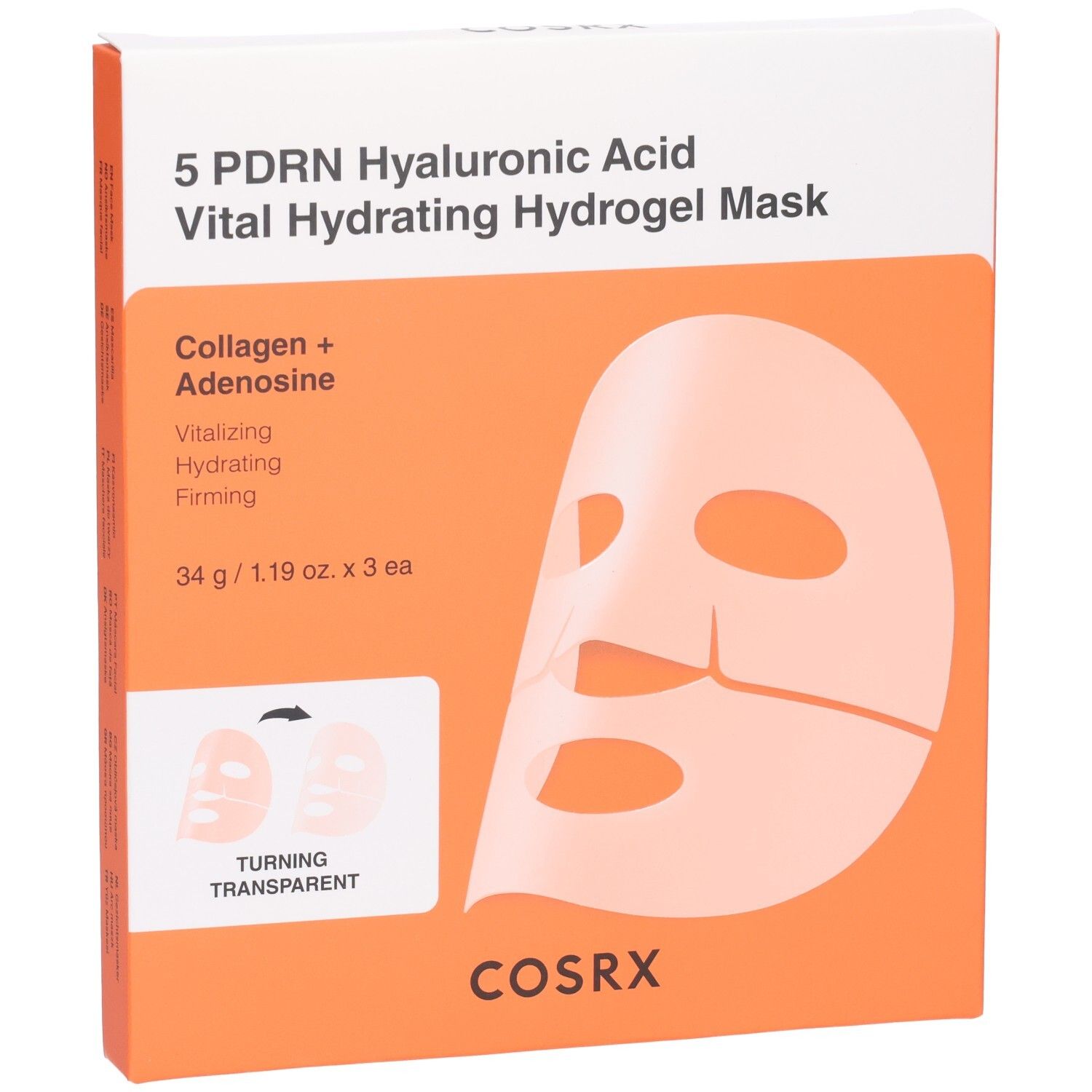 COSRX 5 PDRN Acido Ialuronico Maschera Idratante Vitale in Idrogel. Contiene Collagene + Adenosina.