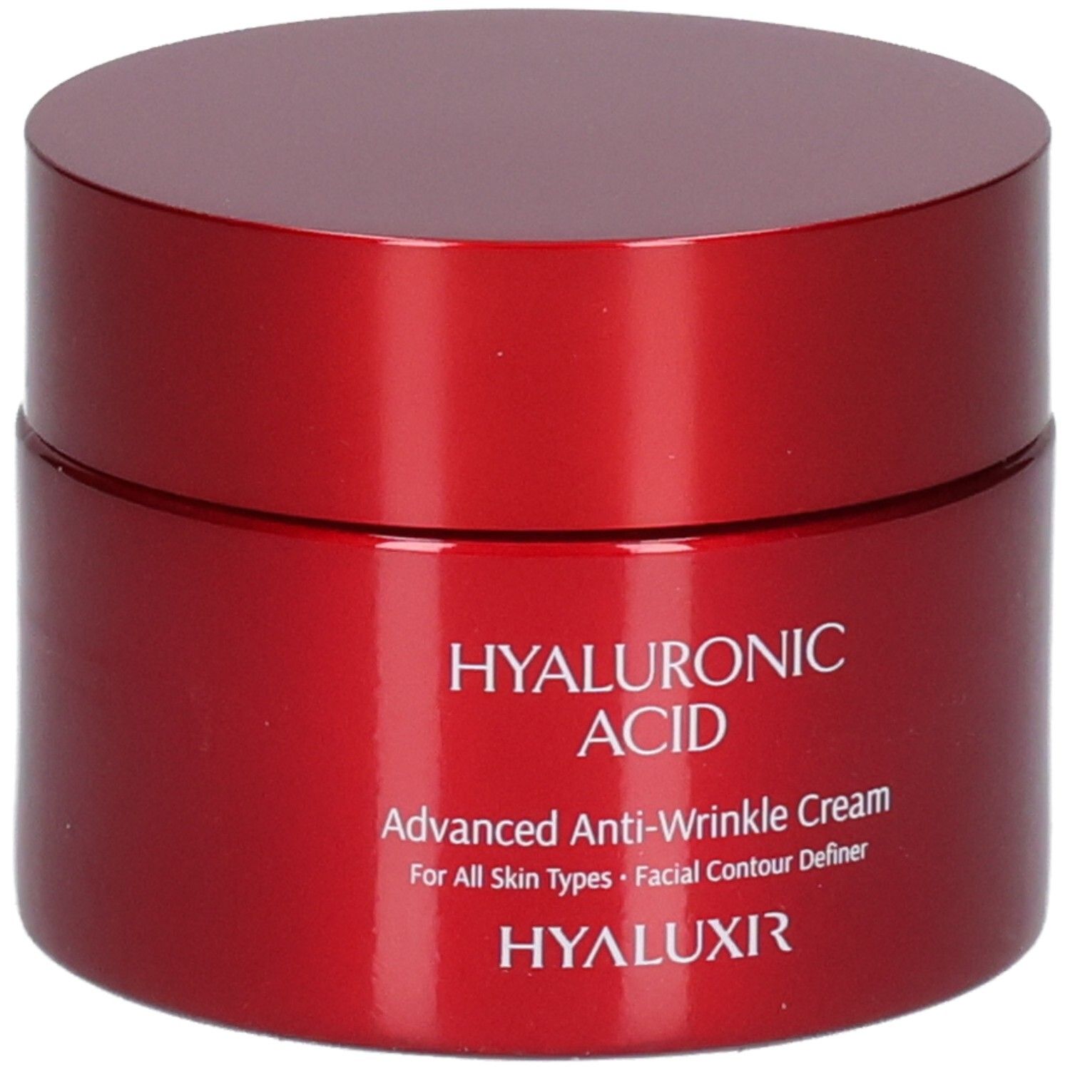 Vasetto rosso con acido ialuronico, crema avanzata antirughe, per tutti i tipi di pelle, definisce il contorno del viso, HYALUXIR.