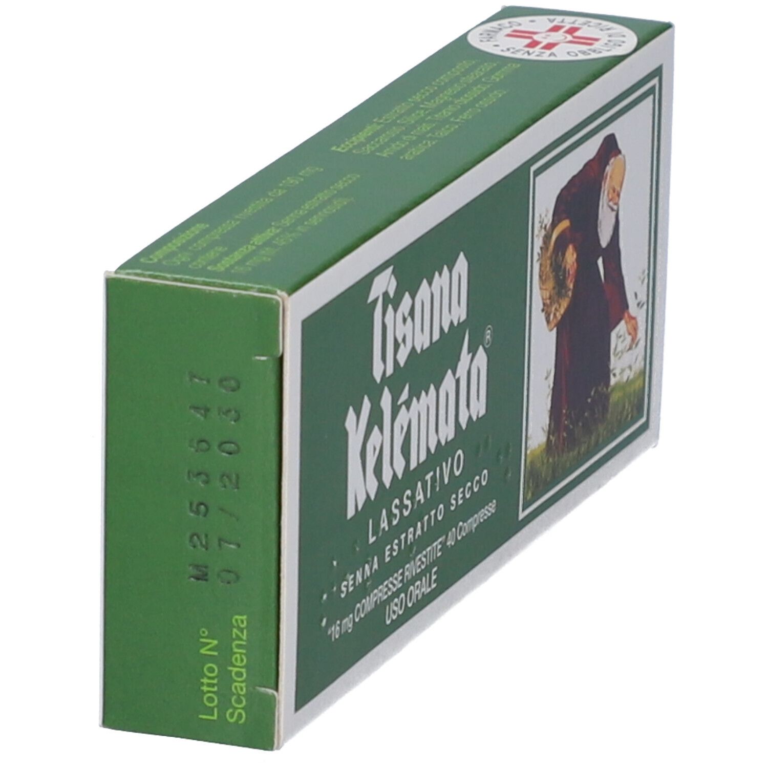 Scatola verde, in diagonale. Nome del prodotto e testo visibili. Testo: 16 mg COMPRESSE RIVESTITE 40 Compresse. Uso orale.