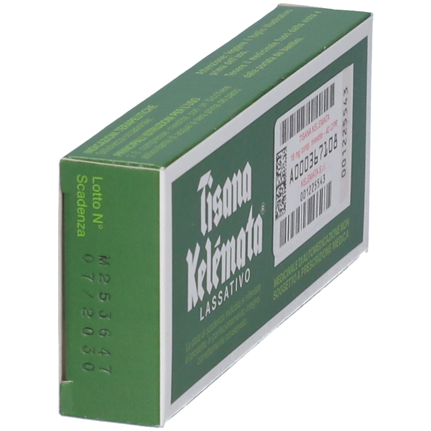 Scatola verde, in diagonale. Nome del prodotto ed etichetta visibili. Testo: 16 mg COMPRESSE RIVESTITE 40 Compresse. Codice a barre.
