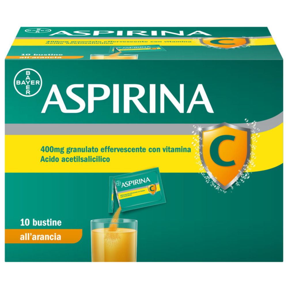 Aspirina C per Raffreddore Febbre e Influenza con Vitamina C Arancia Buste