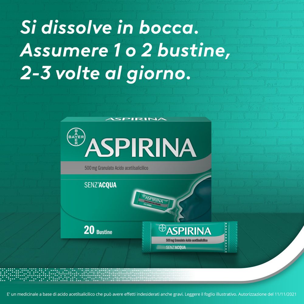 Aspirina in Granuli Senza Acqua Antidolorifico e Antinfiammatorio Bustine