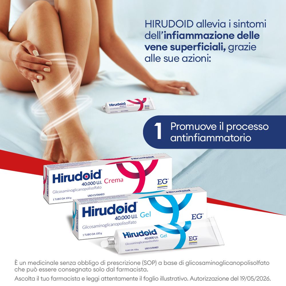 Tubi di gel e crema Hirudoid con confezioni, 40.000 U.I.