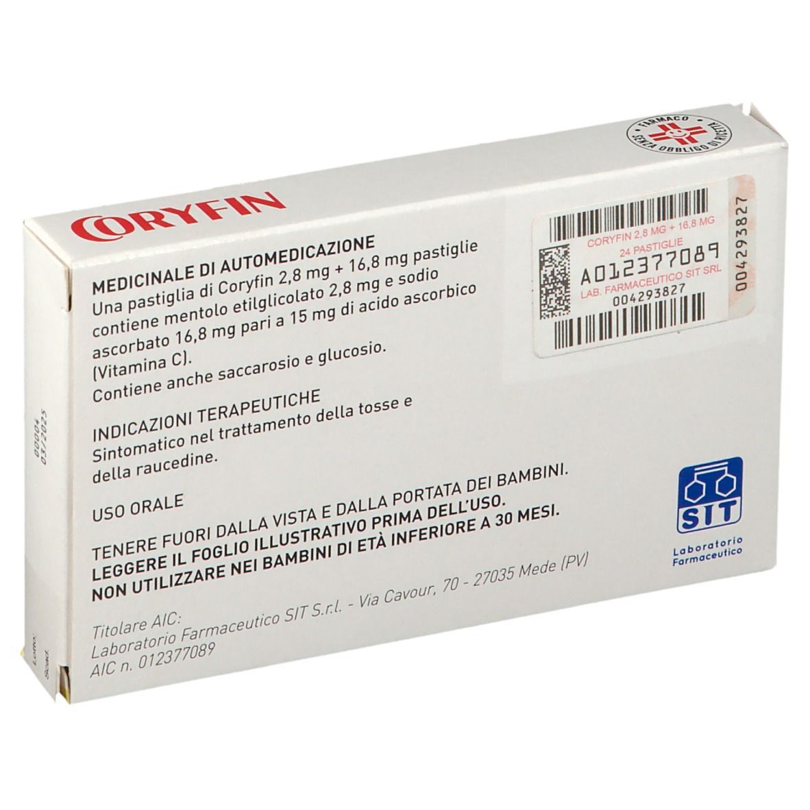 CORYFIN C 2,8 mg + 16,8 mg Pastiglie