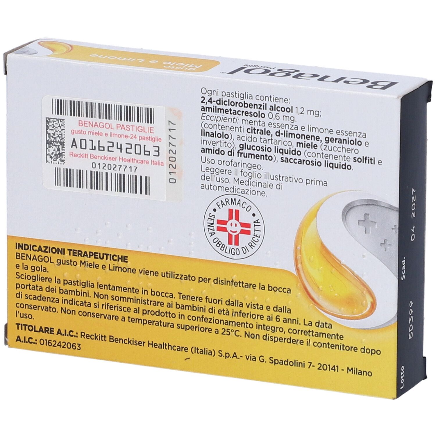 BENAGOL 1,2 mg + 0,6 mg Pastiglie gusto Miele e Limone