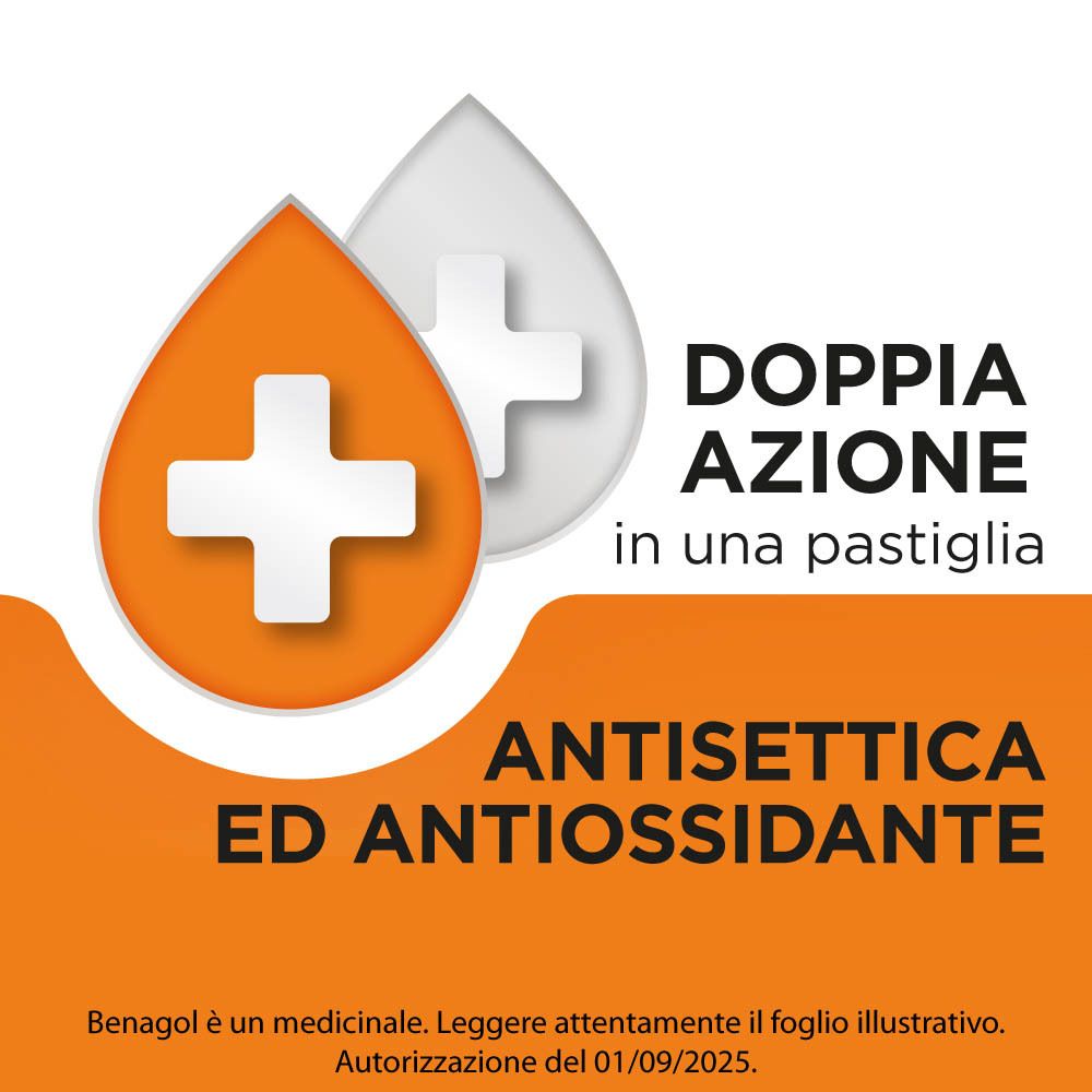 Benagol: Doppia azione, antisettica e antiossidante.