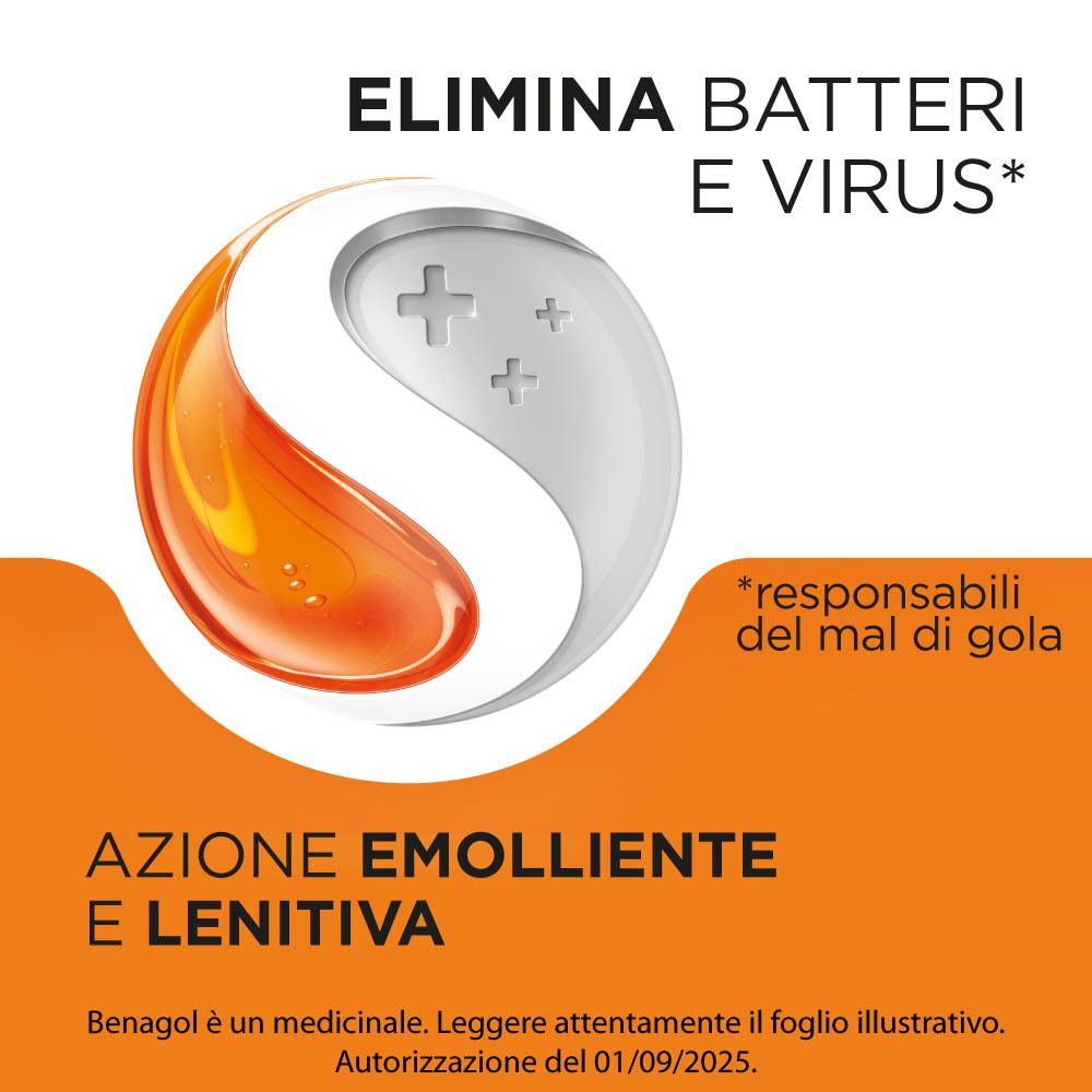 Benagol: Elimina batteri e virus. Azione emolliente e lenitiva.