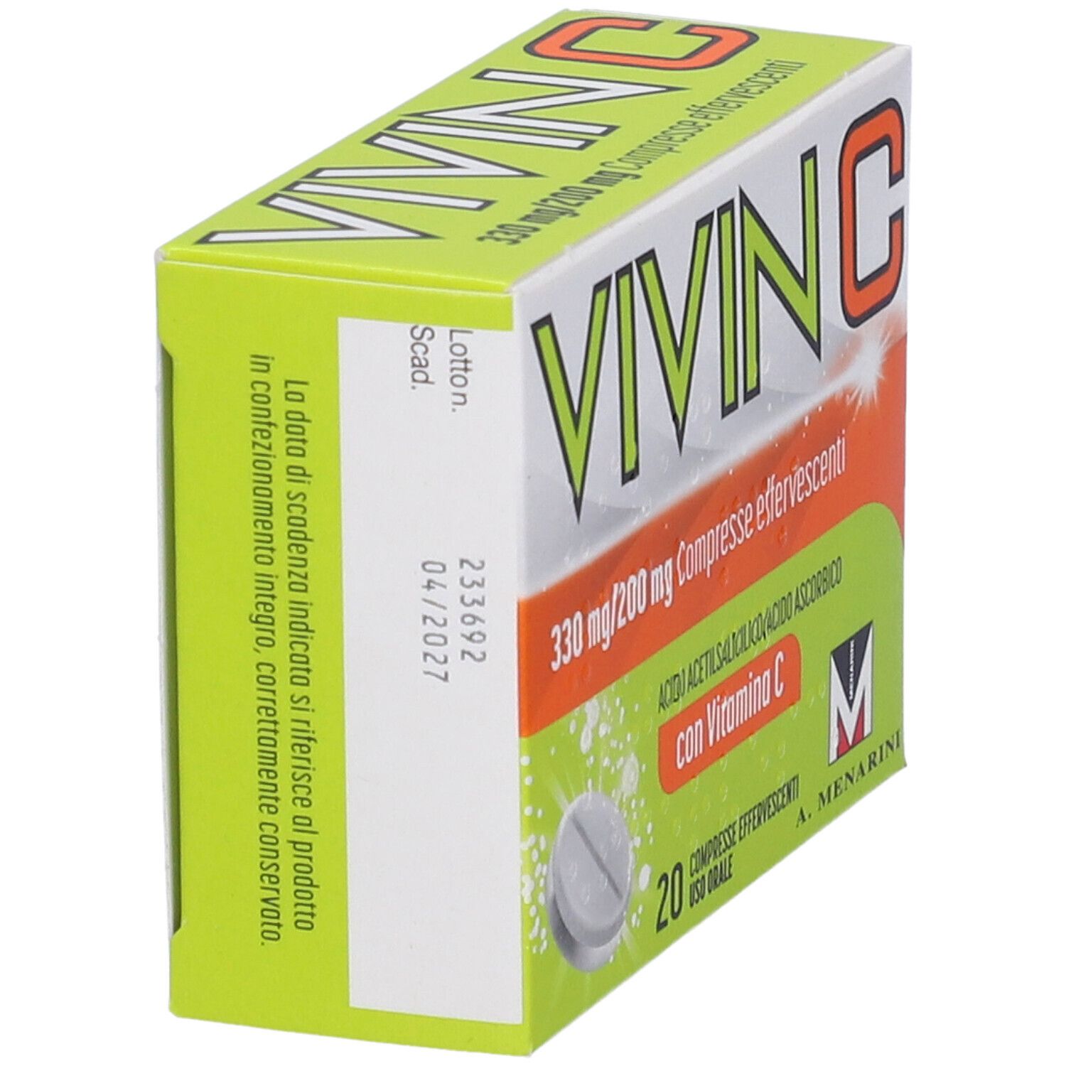 Vivin C contro primi sintomi influenzali e raffreddore 20 compresse effervescenti, con Vit C