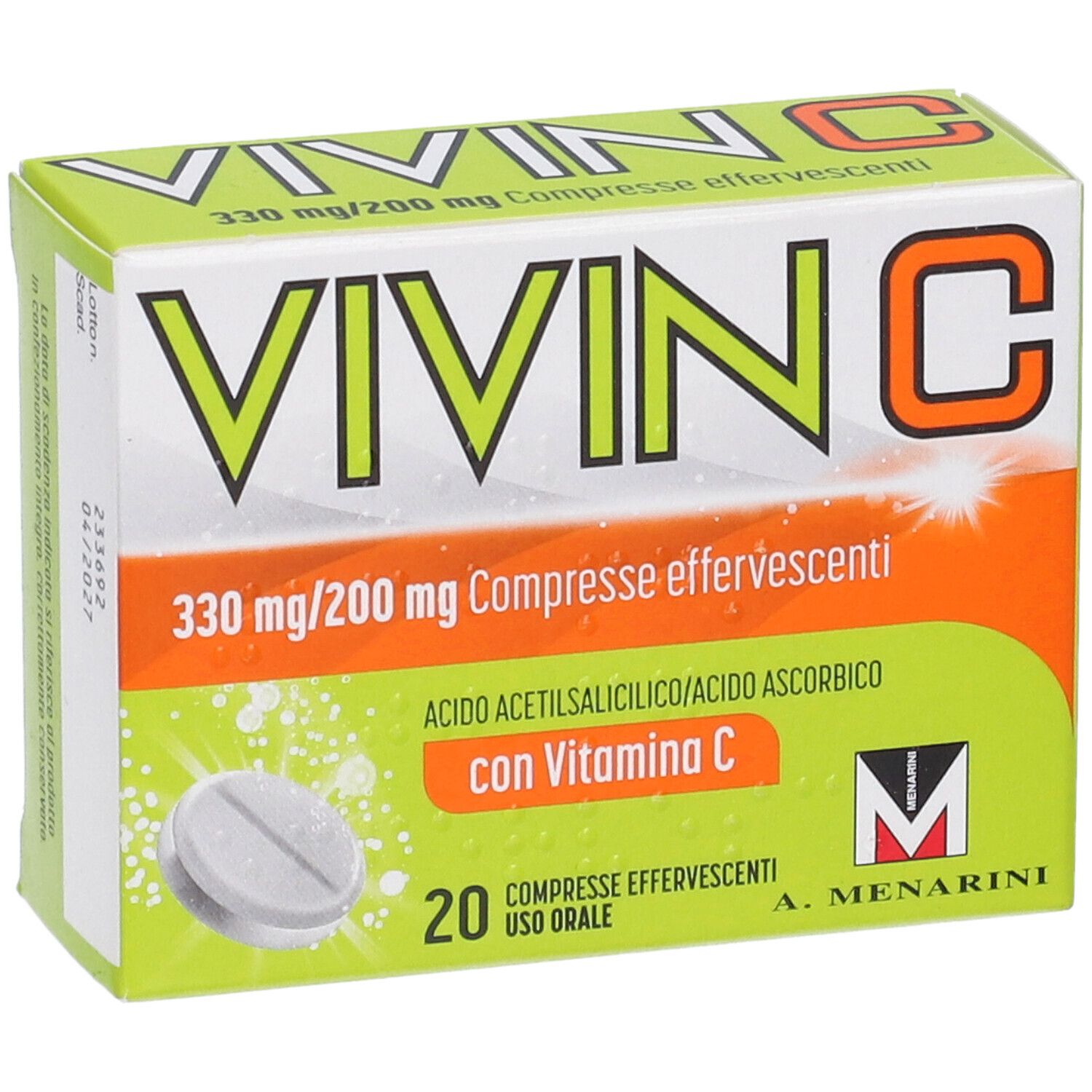 Vivin C contro primi sintomi influenzali e raffreddore 20 compresse effervescenti, con Vit C