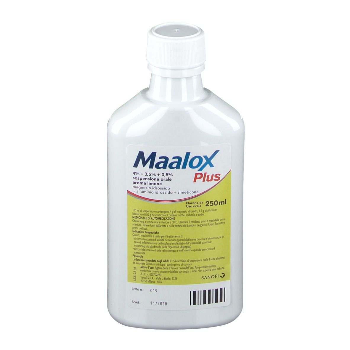 Maalox® Plus 3,65% + 3,25% + 0,5% Sospensione Orale