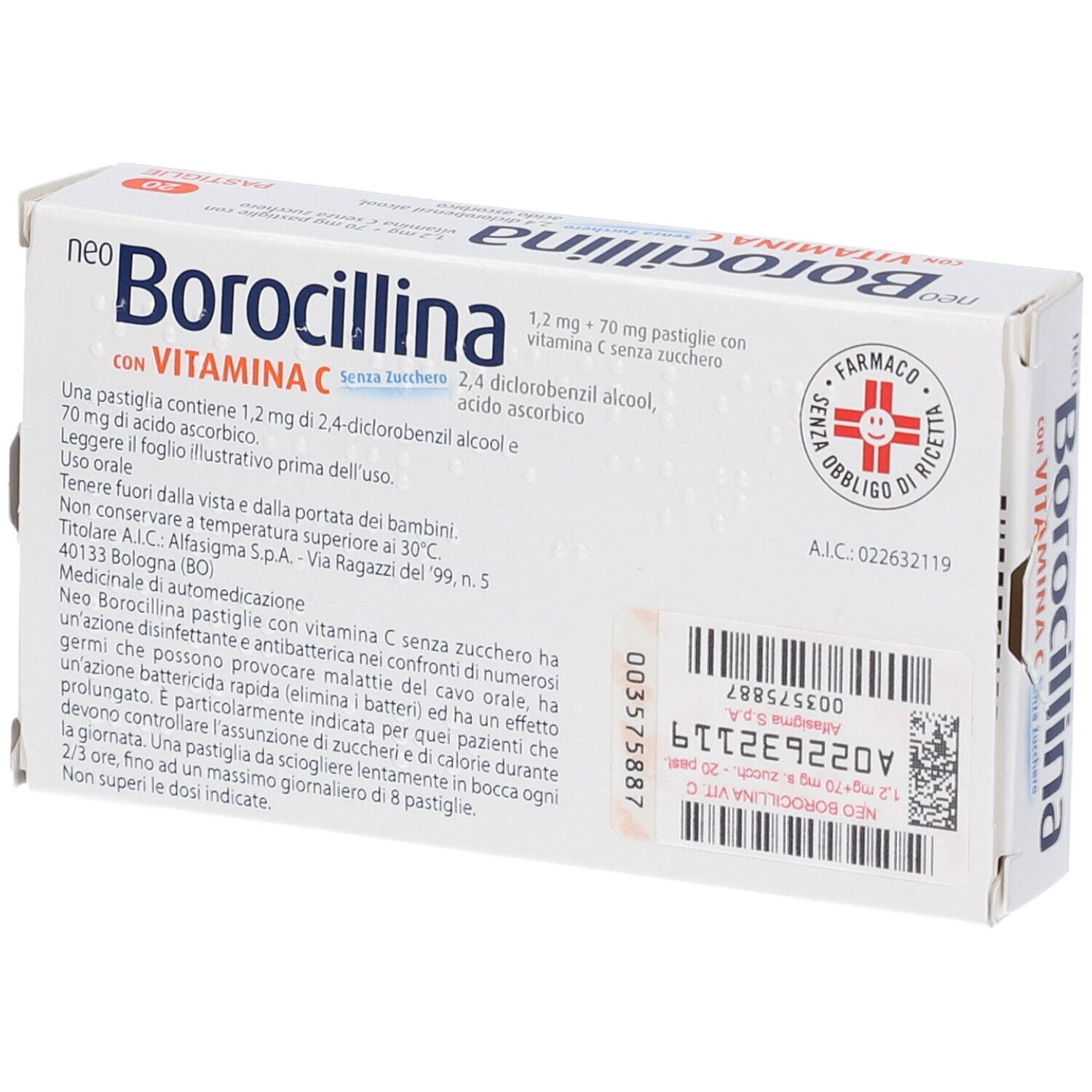 NEOBOROCILLINA C*20 pastiglie 1,2 mg + 70 mg senza zucchero