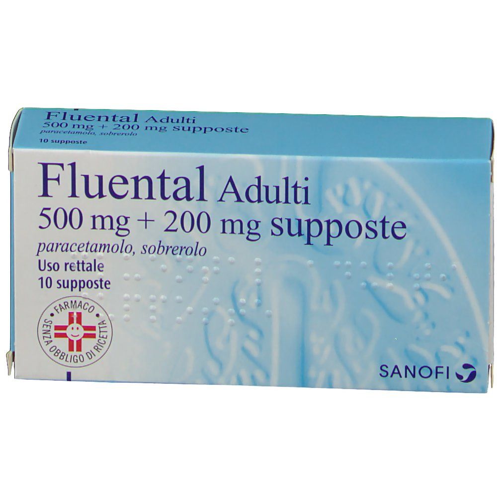 Fluental Adulti 500 mg + 200 mg Supposte