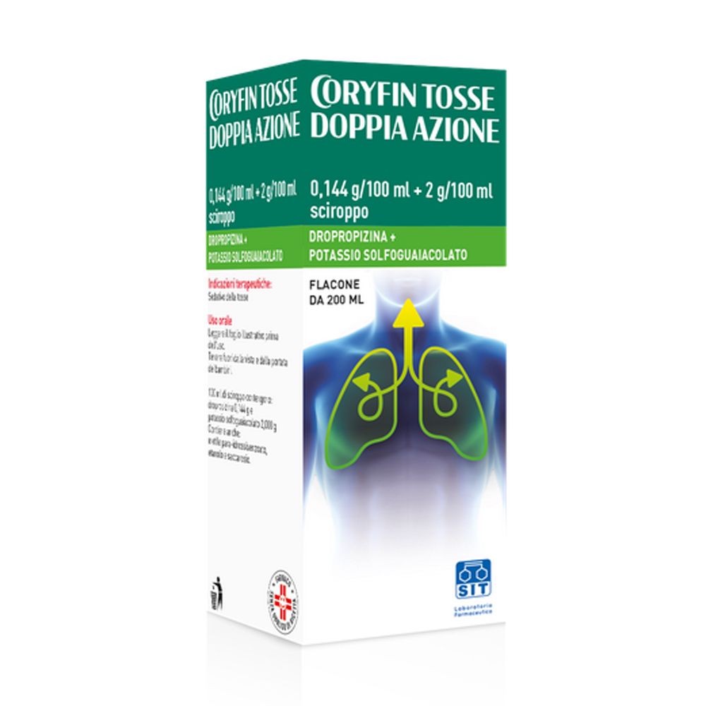 Coryfin Tosse Doppia Azione 0,144g/100ml + 2g/100ml Sciroppo