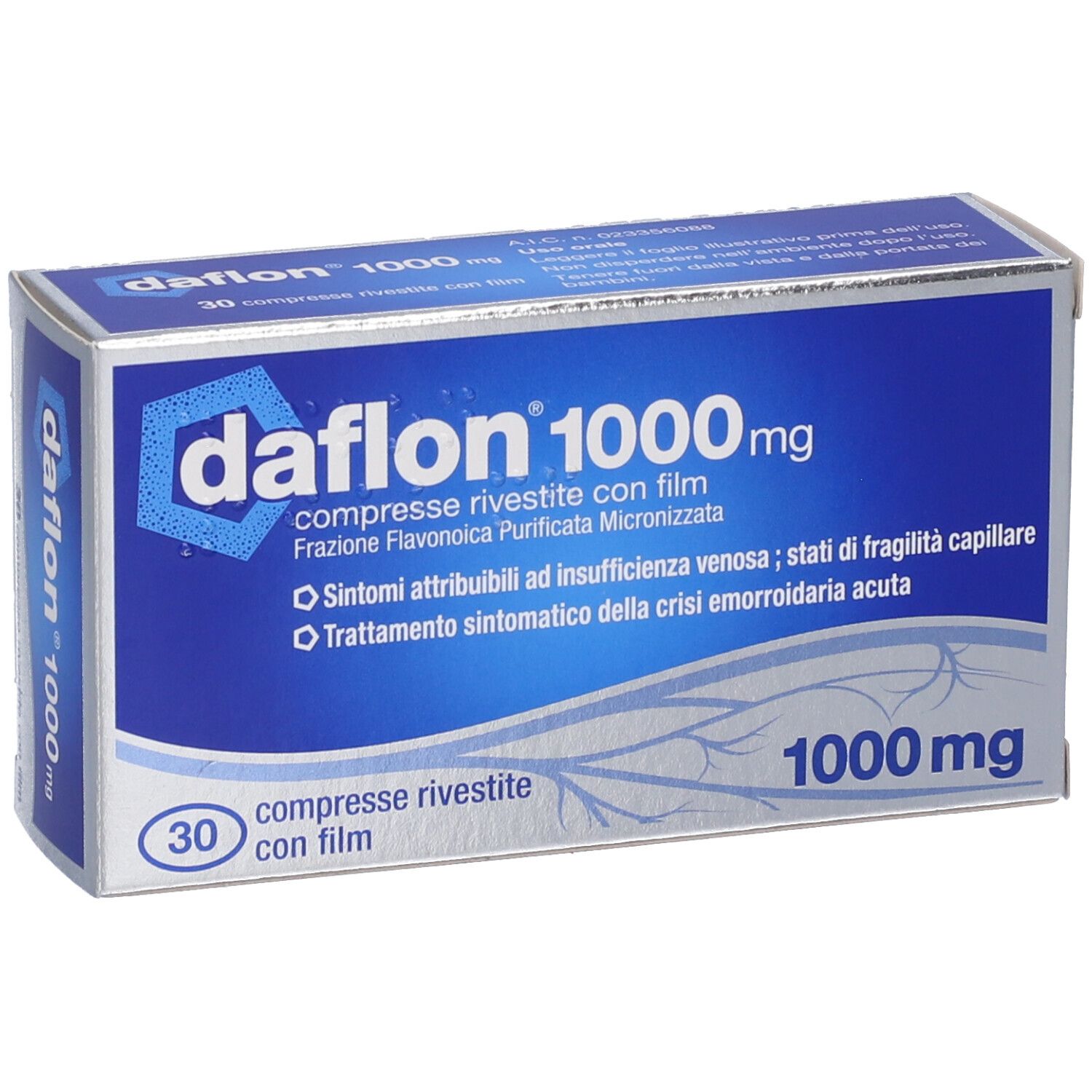 Daflon 1000mg compresse in scatola. 30 compresse rivestite con film.