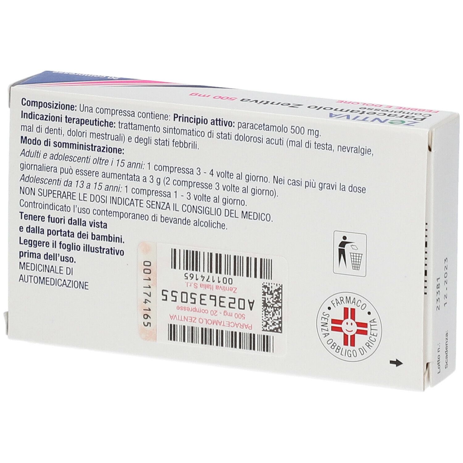 Paracetamolo Zentiva 500mg 20 Compresse