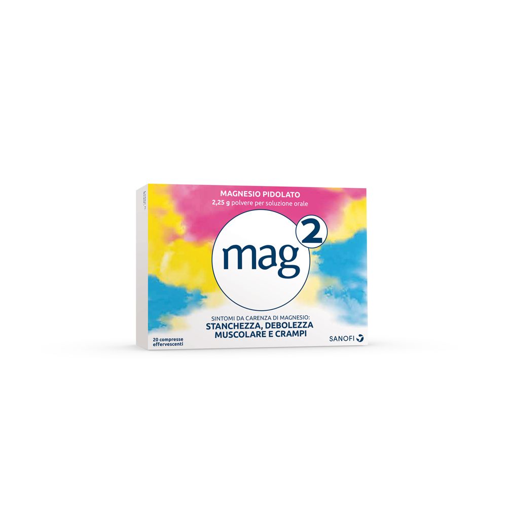 Mag 2 Magnesio Pidolato per Stanchezza e Debolezza Muscolare, 20 compresse effervescenti