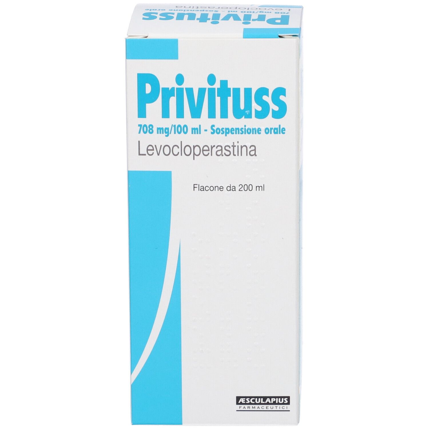 Scatola con nome del prodotto e informazioni. Design blu e bianco. Nome del prodotto ben visibile.