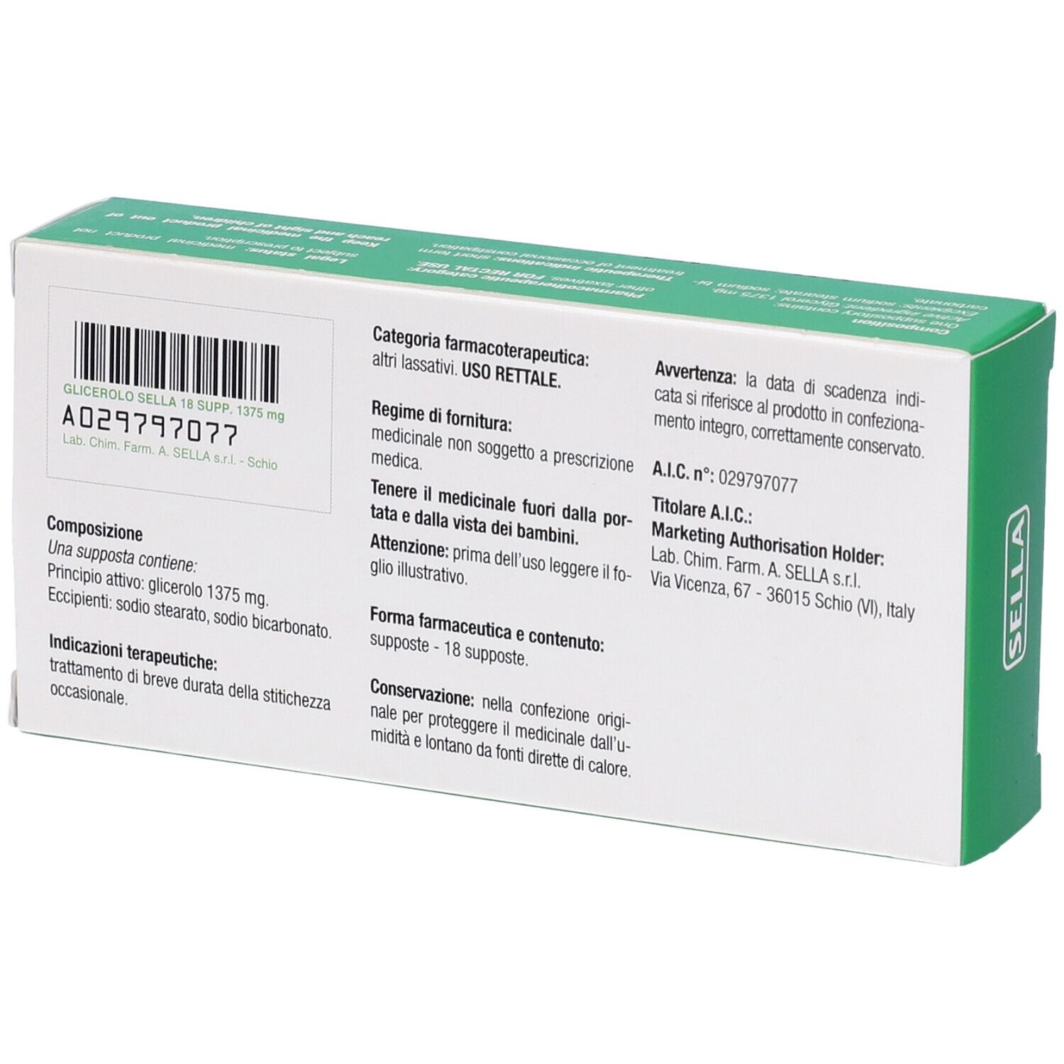 GLICEROLO Sella bambini 1375 mg supposte