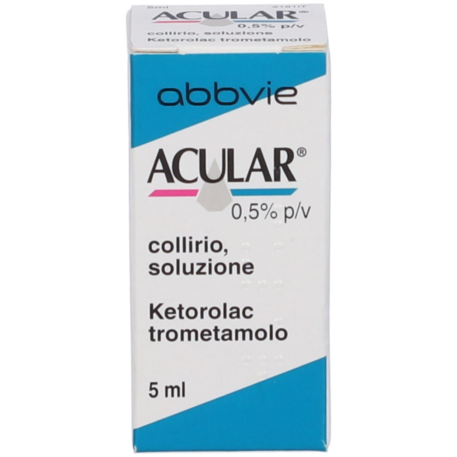 Scatola ACULAR 0,5% p/v collirio, soluzione. Contiene ketorolac trometamolo. 5 ml. Abbvie.
