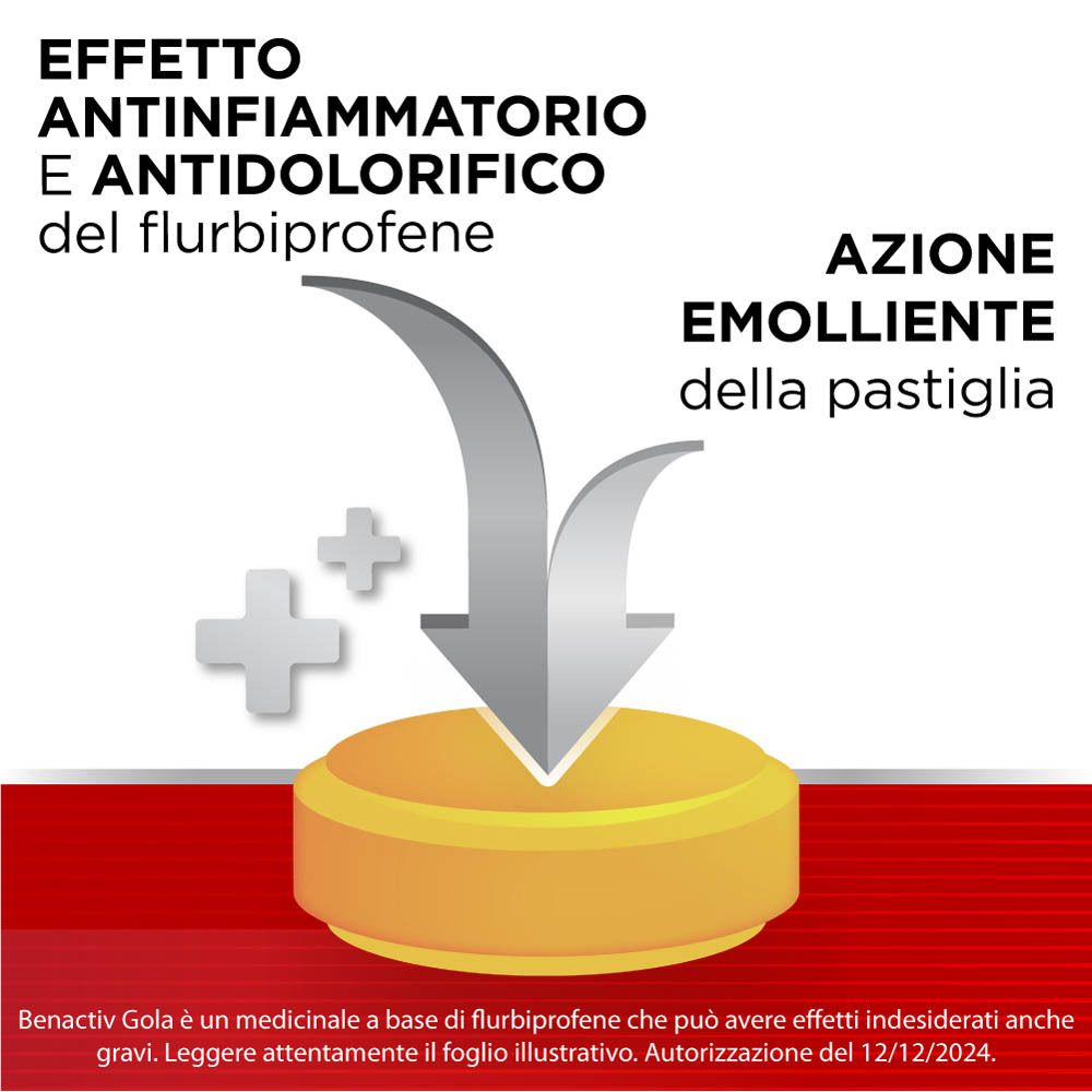 Benactiv Gola: Azione antinfiammatoria e antidolorifica.