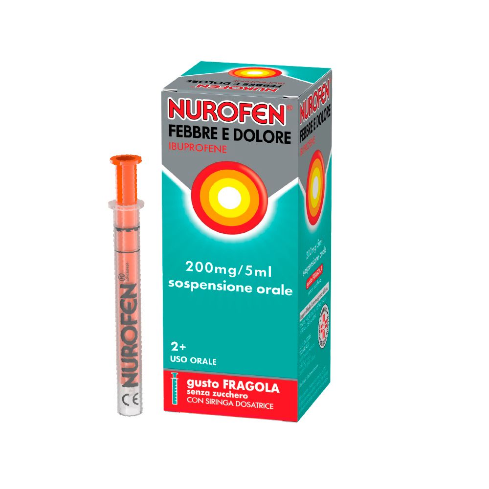 Nurofen Febbre e Dolore 200mg/5ml sospensione orale gusto fragola senza zucchero