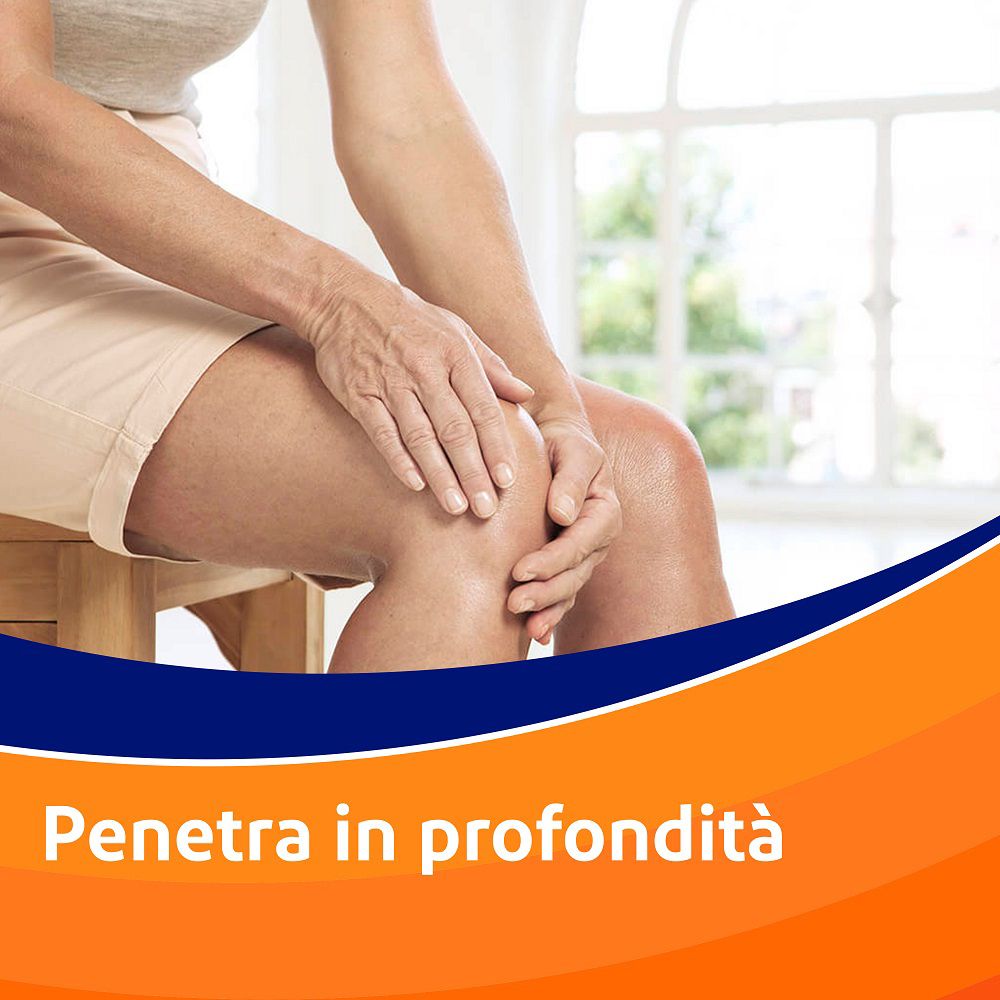Donna che tocca il suo ginocchio. Testo: Penetra in profondità.