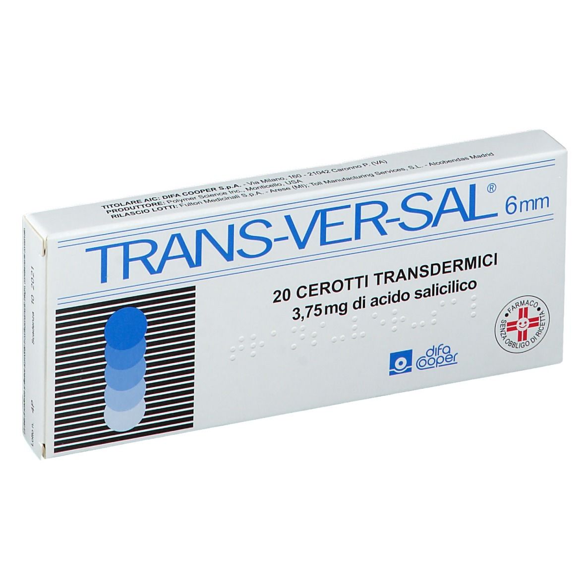 TRANS-VER-SAL® 20 Cerotti Transdermici 3,75 mg 6 mm