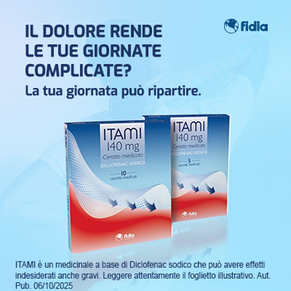 Due confezioni da 5 cerotti medicati Itami 140 mg Diclofenac Sodico.