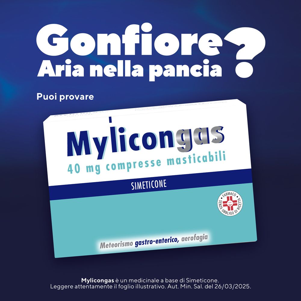 Mylicongas Aerofagia 40mg per Flatulenza Meteorismo Gonfiore addominale