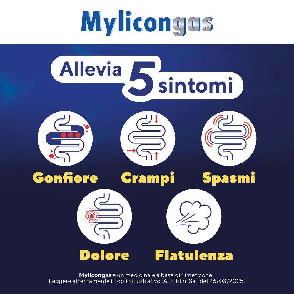 Mylicongas Aerofagia 40mg per Flatulenza Meteorismo Gonfiore addominale