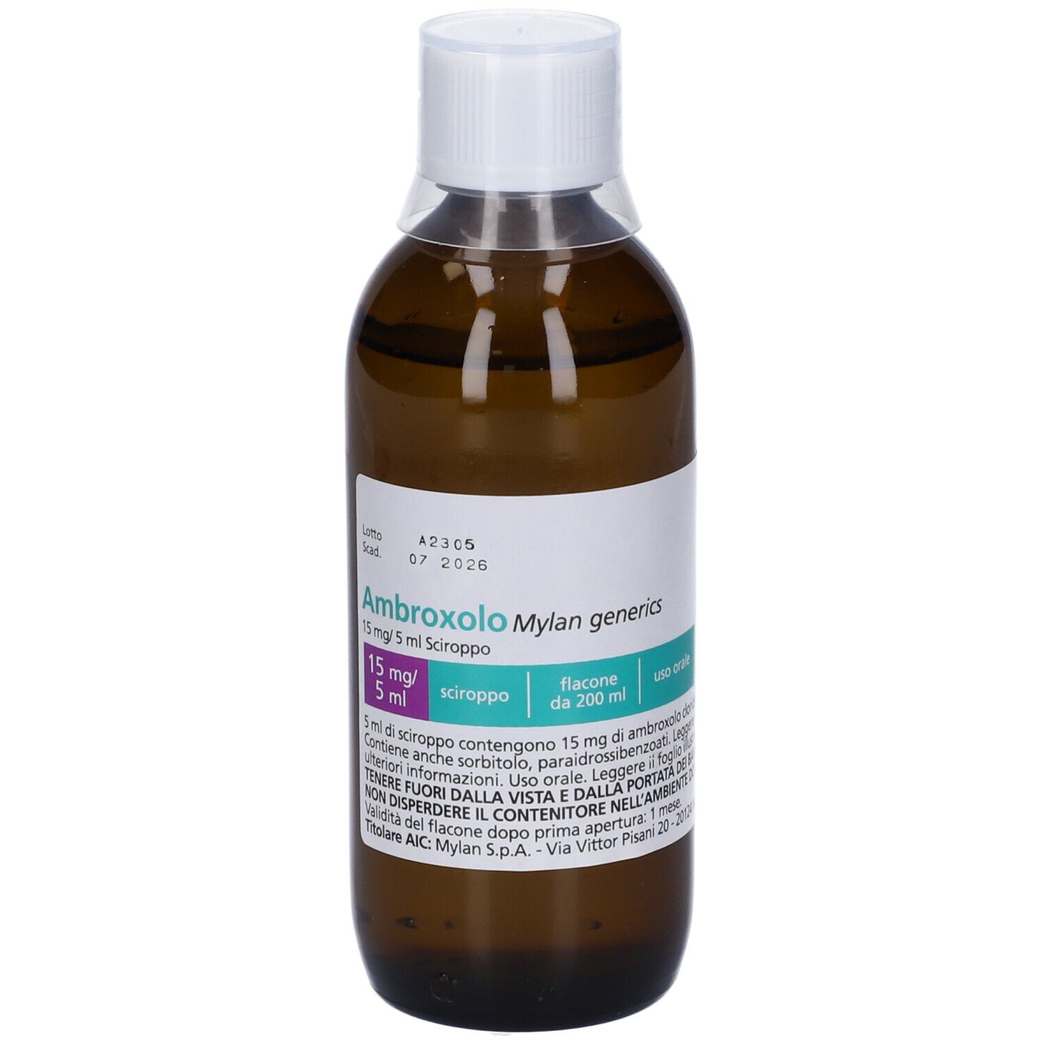Ambroxolo Mylan generics 15 mg/5 ml Sciroppo