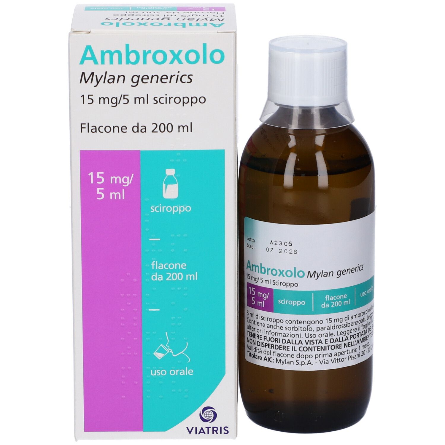 Ambroxolo Mylan generics 15 mg/5 ml Sciroppo